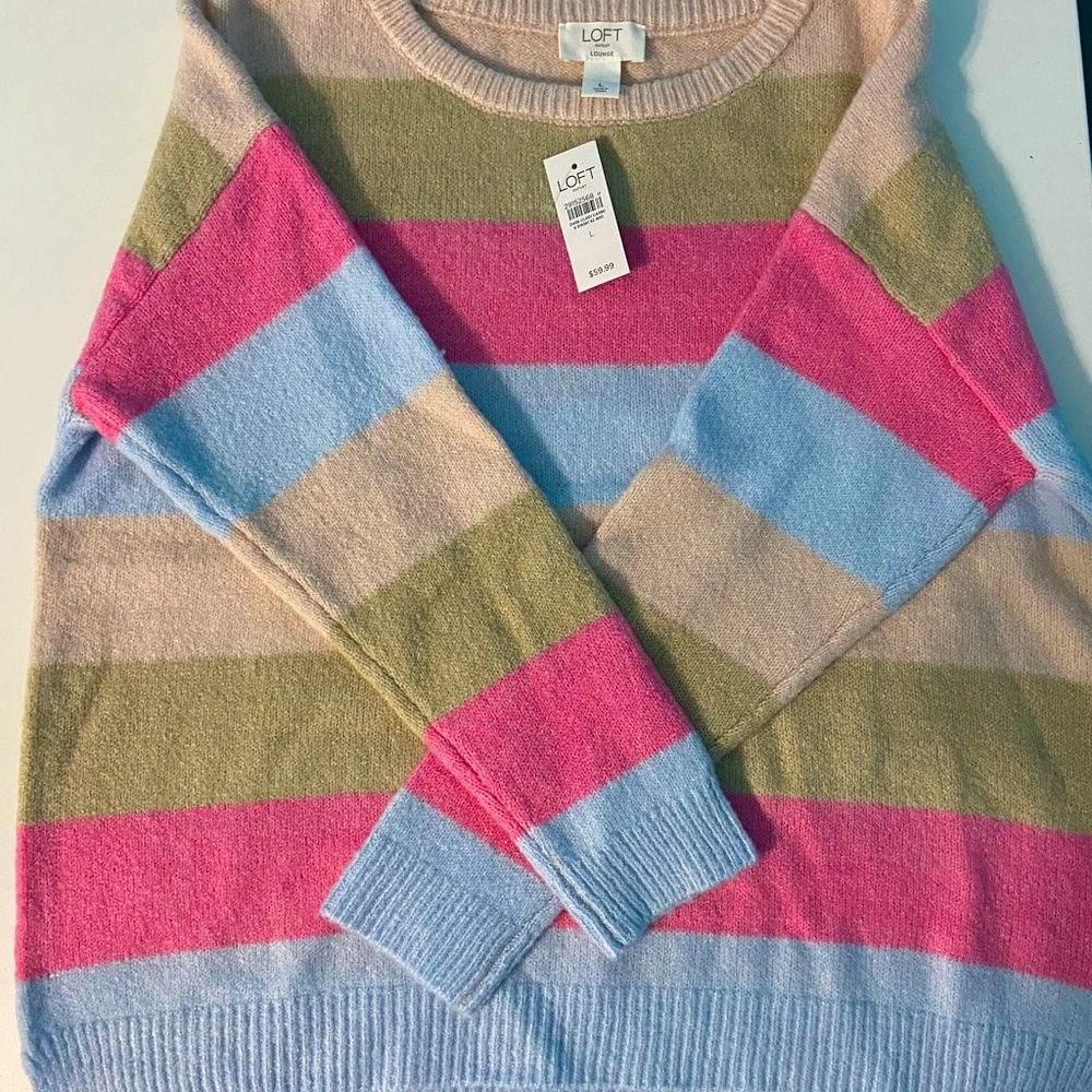 NWT Loft Horizontal Stripe Sweater Large